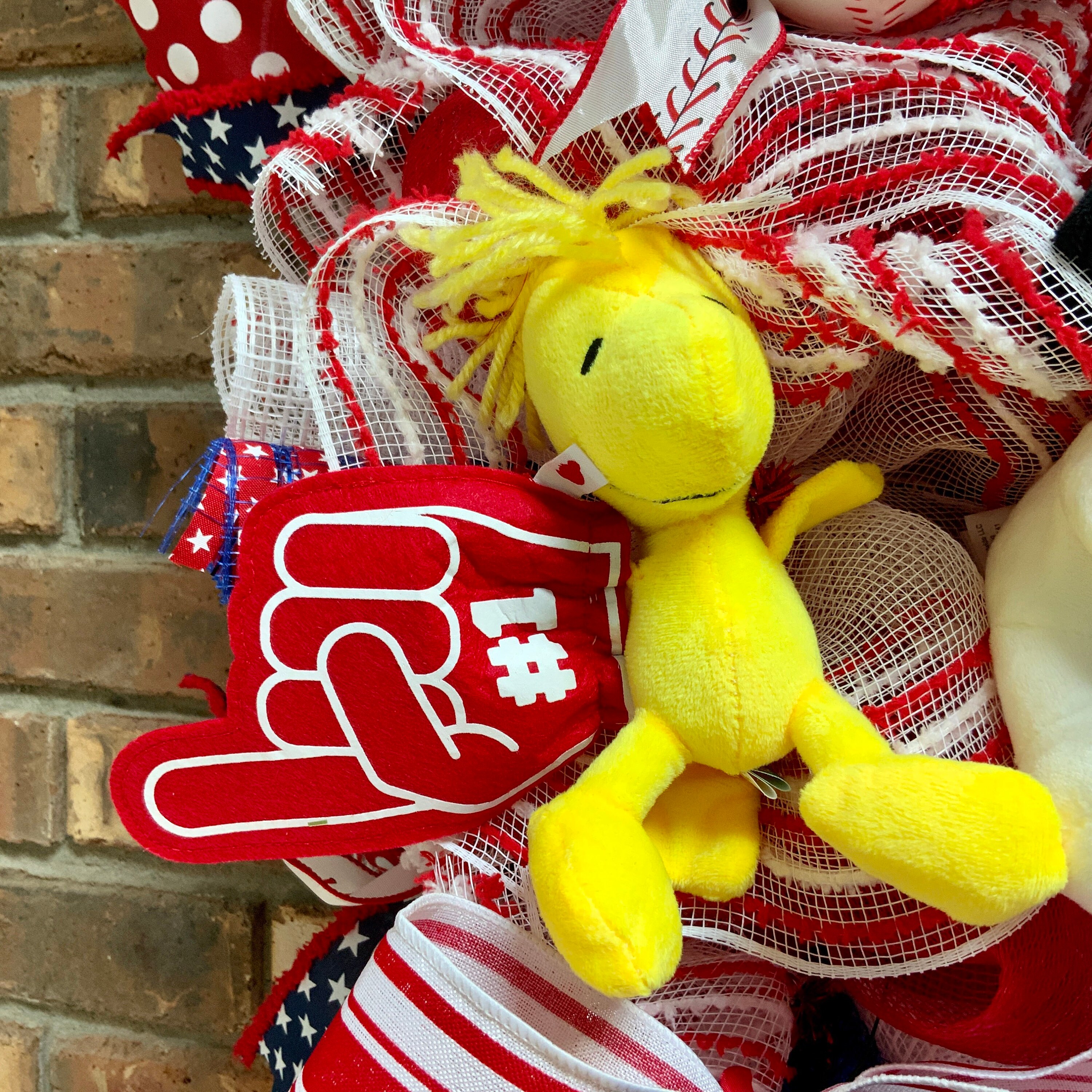 Snoopy Baseball Wreath Baseball Door Hanger Snoopy Swag Etsy