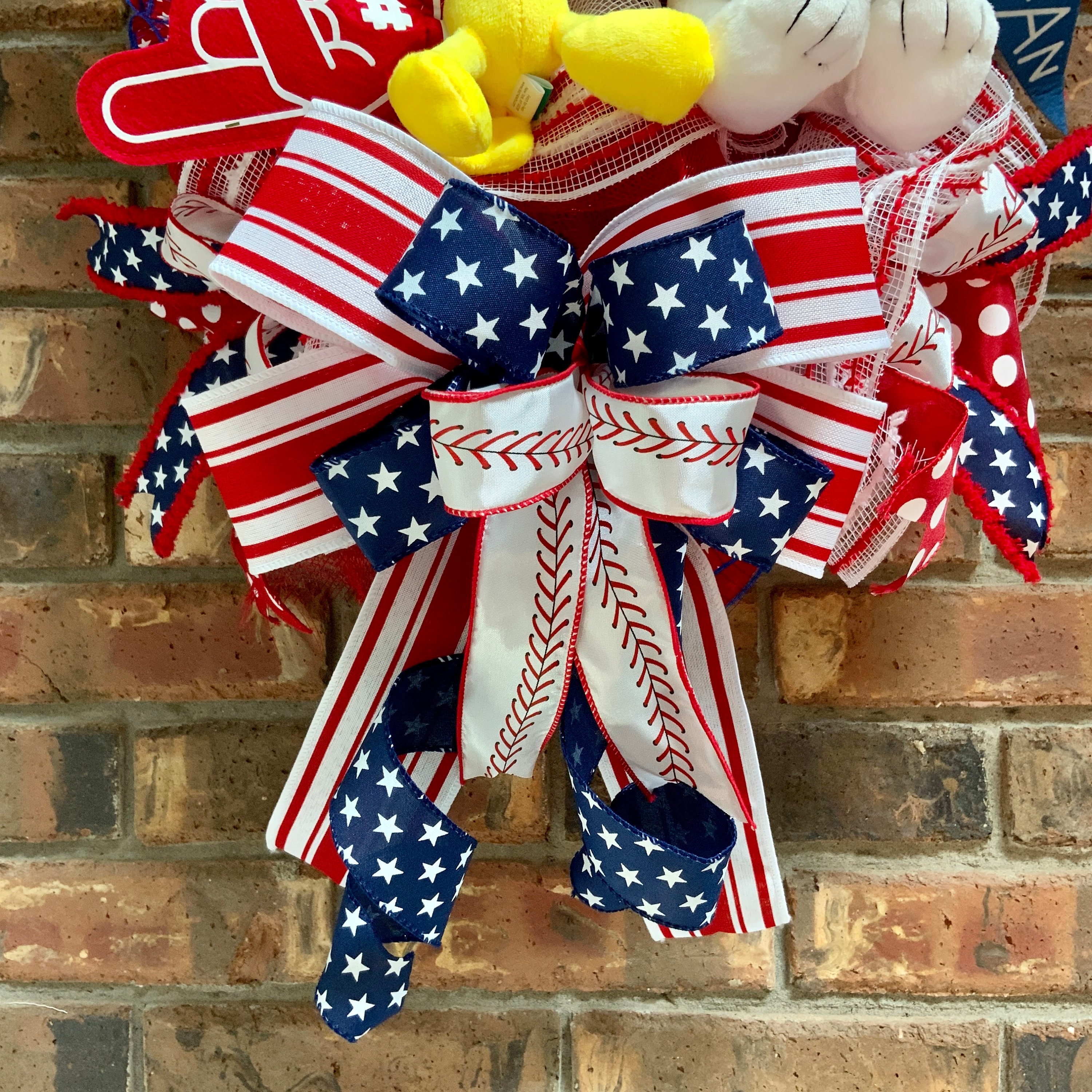 Snoopy Baseball Wreath Baseball Door Hanger Snoopy Swag Etsy