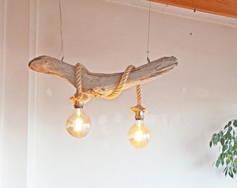 Lampadario in legno galleggiante, sospensione in legno galleggiante a led riciclato, lampada a sospensione a soffitto in legno galleggiante, lampada bohémien Treibholz hängeleuchte,