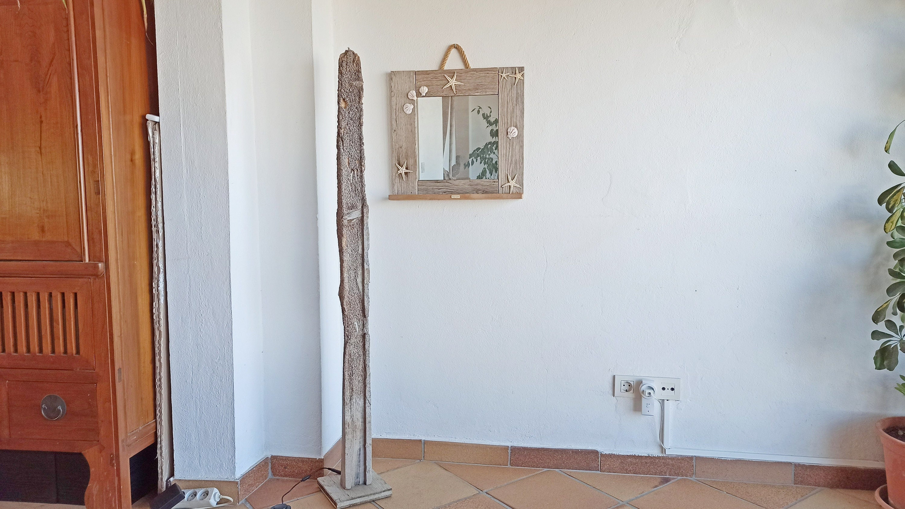 Lampe Bois Flotte et Led , Lampadaire d'angle Indirect, Lampe Vintage Rustique, Treibholz Stehlampe,