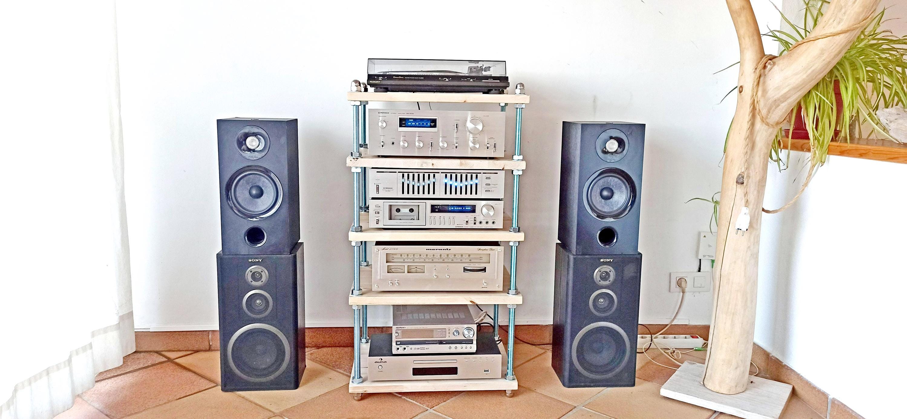 【HI FI FNK】Panel Longsleeve FITUEYES Design 4-Tier AV Media Stand Audio Cabinet