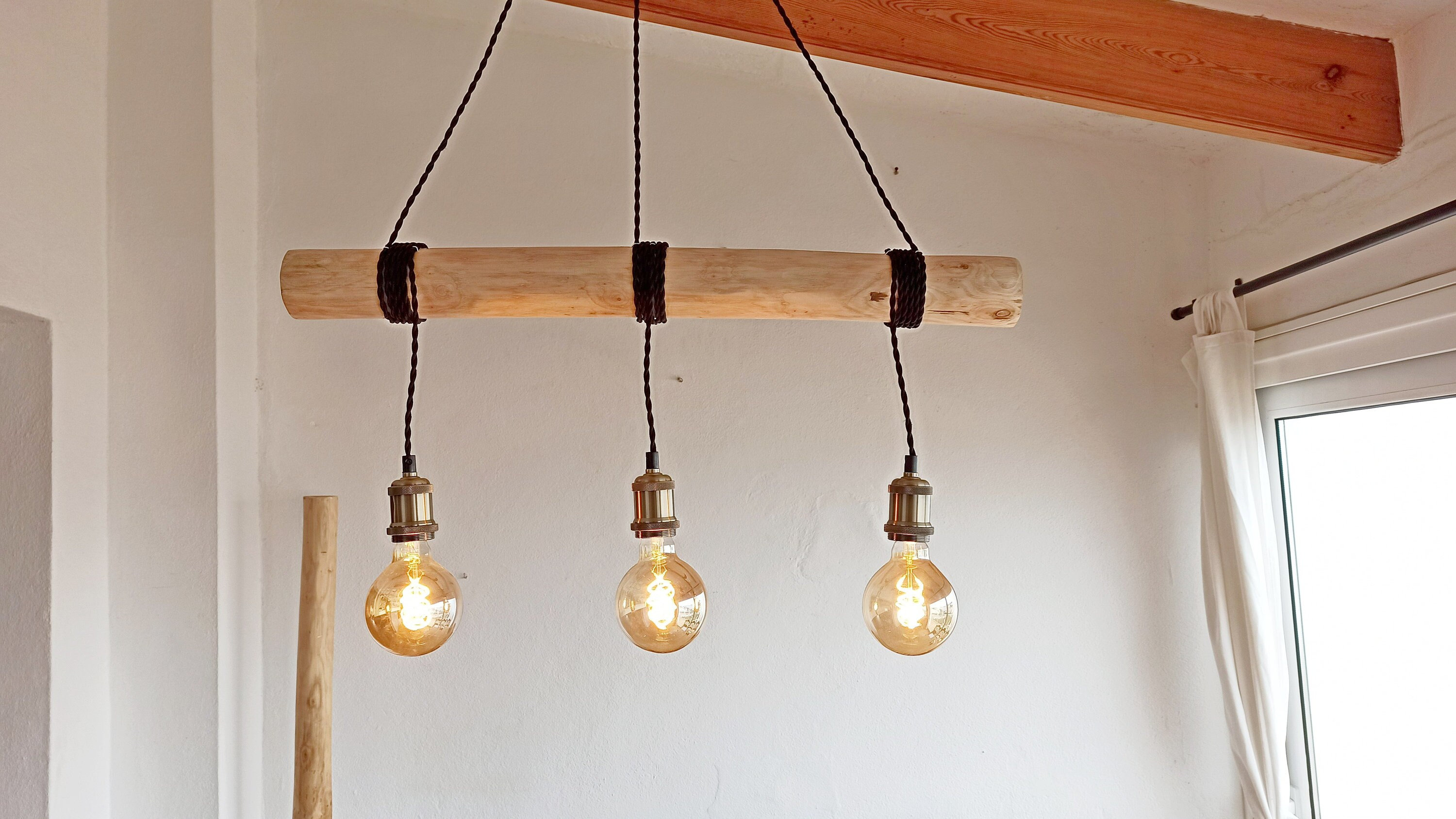 Suspension Luminaire Bois Flotte, Treibholz Deckenlampe, Driftwood Ceiling Light, Plafonnier Chandel