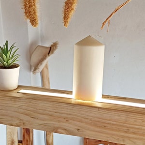 Lampadario a sospensione con trave in legno fluttuante con LED integrato, lucernario a sospensione in legni, lampadario minimalista nordico scandinavo in legno immagine 2