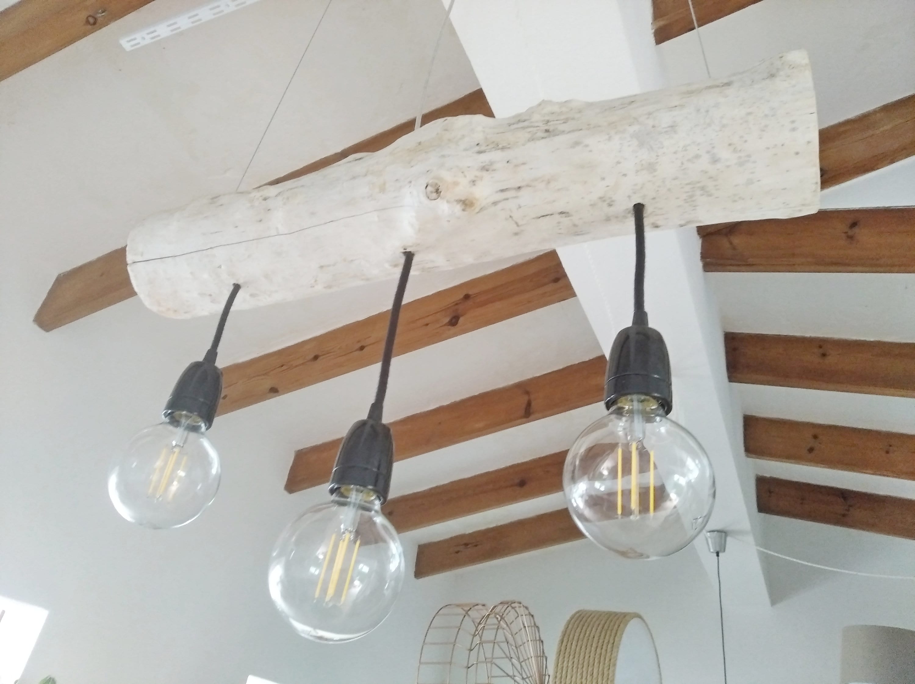 Lustre Bois Flotte, Suspension Treibholz Hängeleuchte, Schwemmholzlampe, Driftwood Pendant Ceiling L