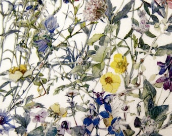 Liberty Silk Satin Fabric.   Wild Flowers.  Price per half metre.