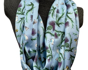 Silk Satin Thistle scarf - Cornflower
