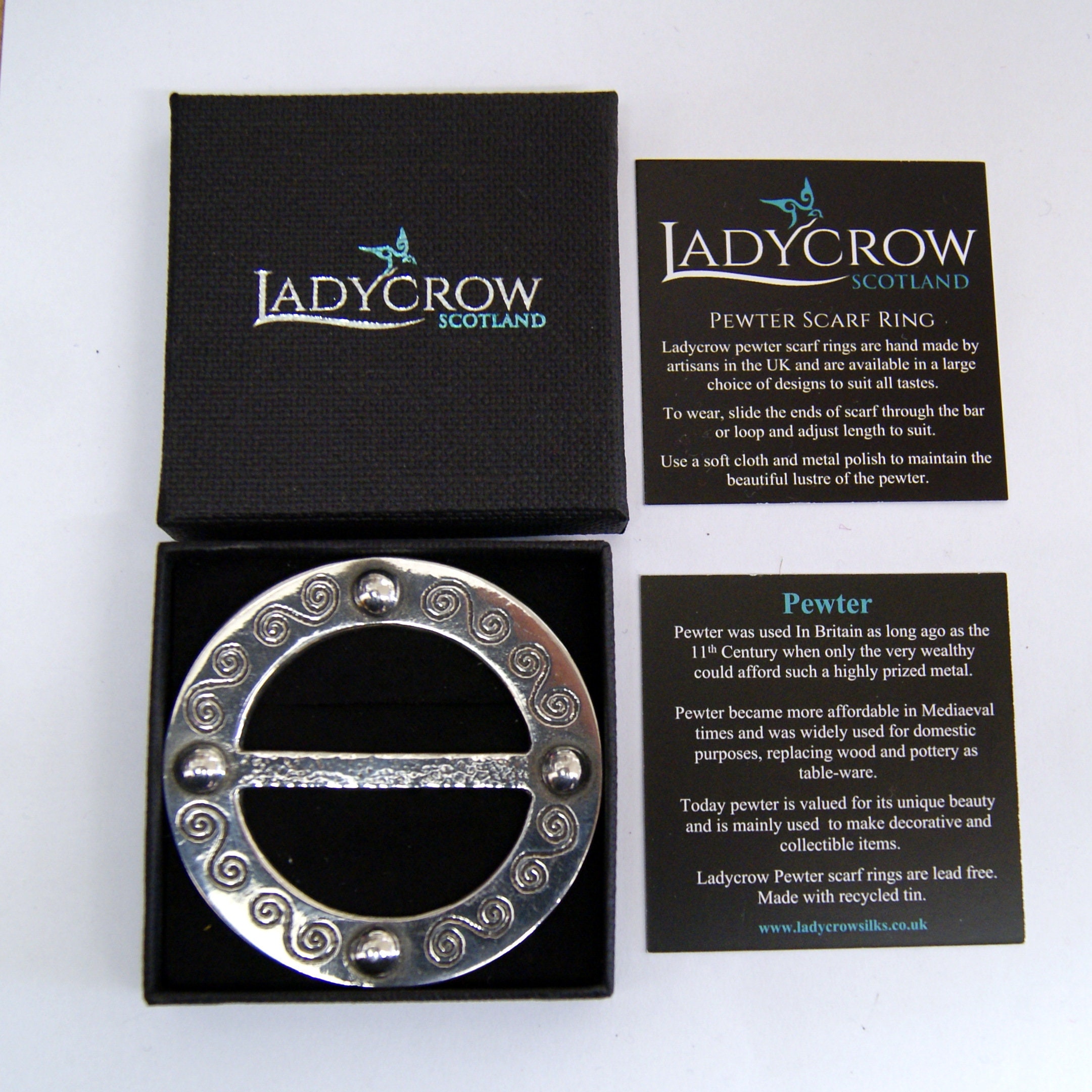 Pewter Scarf Ring (M) Spiral UK