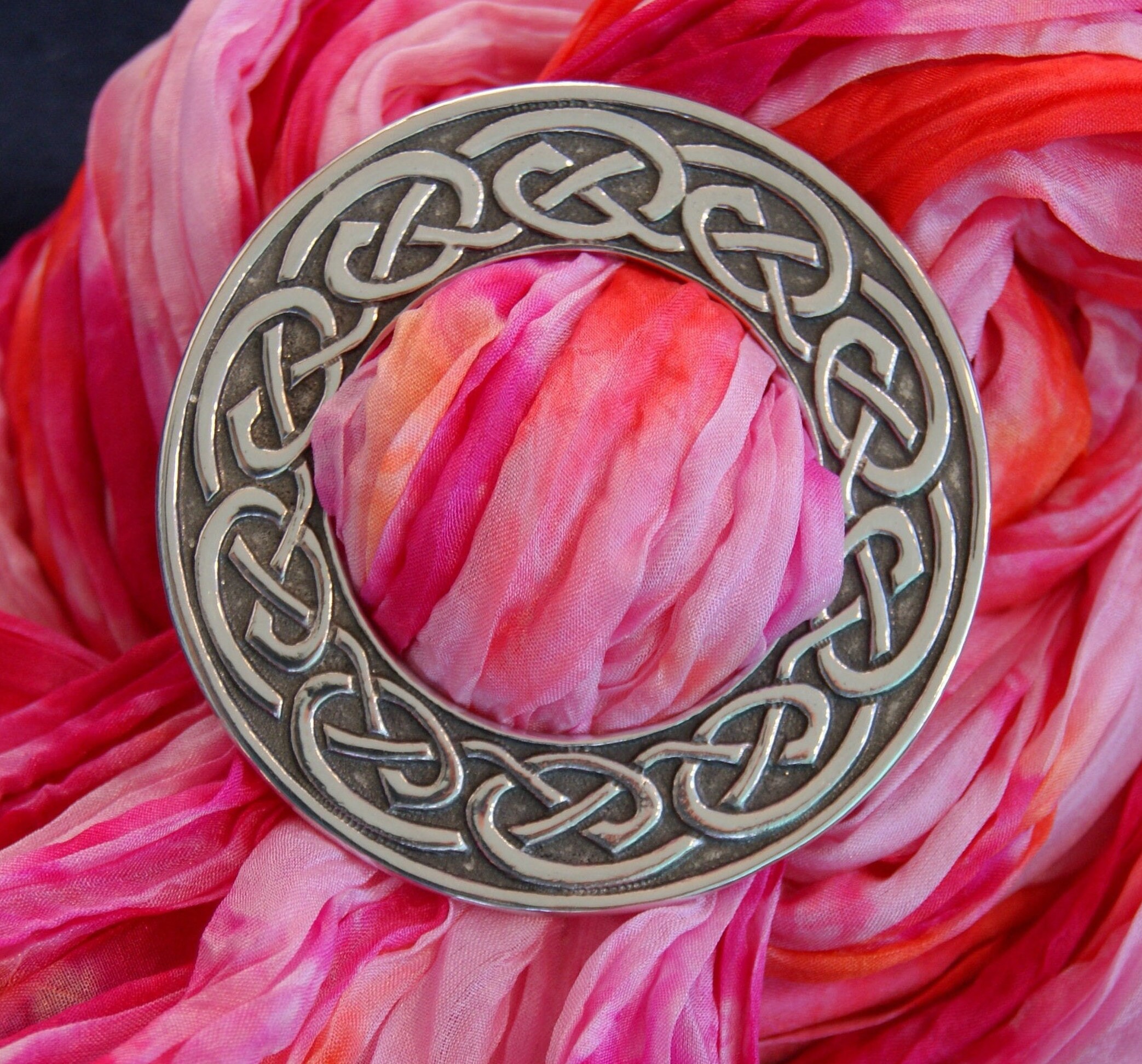 Mullingar Pewter Scarf Ring with Celtic bird motif Light Scarves.