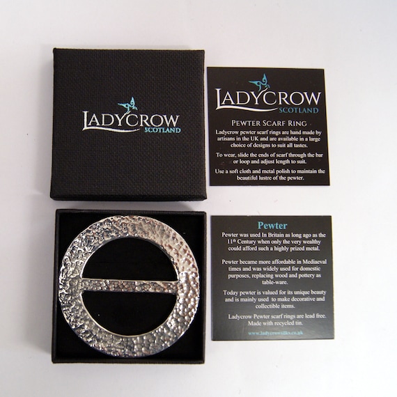 Pewter Scarf Ring (S) (M) Beaten Circle