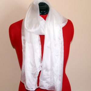 Silk scarf 180 x 55cms White Pongee 5mm 100% silk.