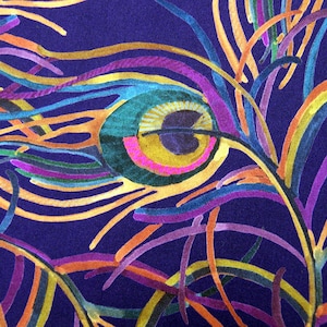 Liberty Silk Satin Fabric.   Isadora Feathers.  Price per half metre.