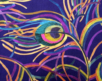 Liberty Silk Satin Fabric.   Isadora Feathers.  Price per half metre.