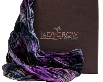 Silk Velvet Wrap in Storm- Designed and Hand Made in Scotland by