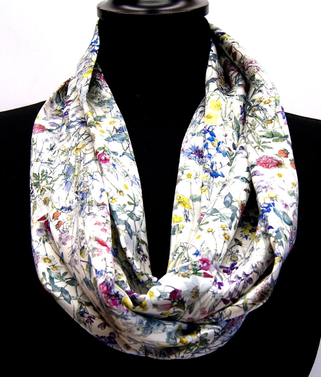 Liberty Belgravia Wild Flowers Silk Satin Scarf. Designed and Made