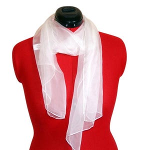 Silk scarf 150 x 40cms.     White Gossamer gauze    3.5mm 100% silk.