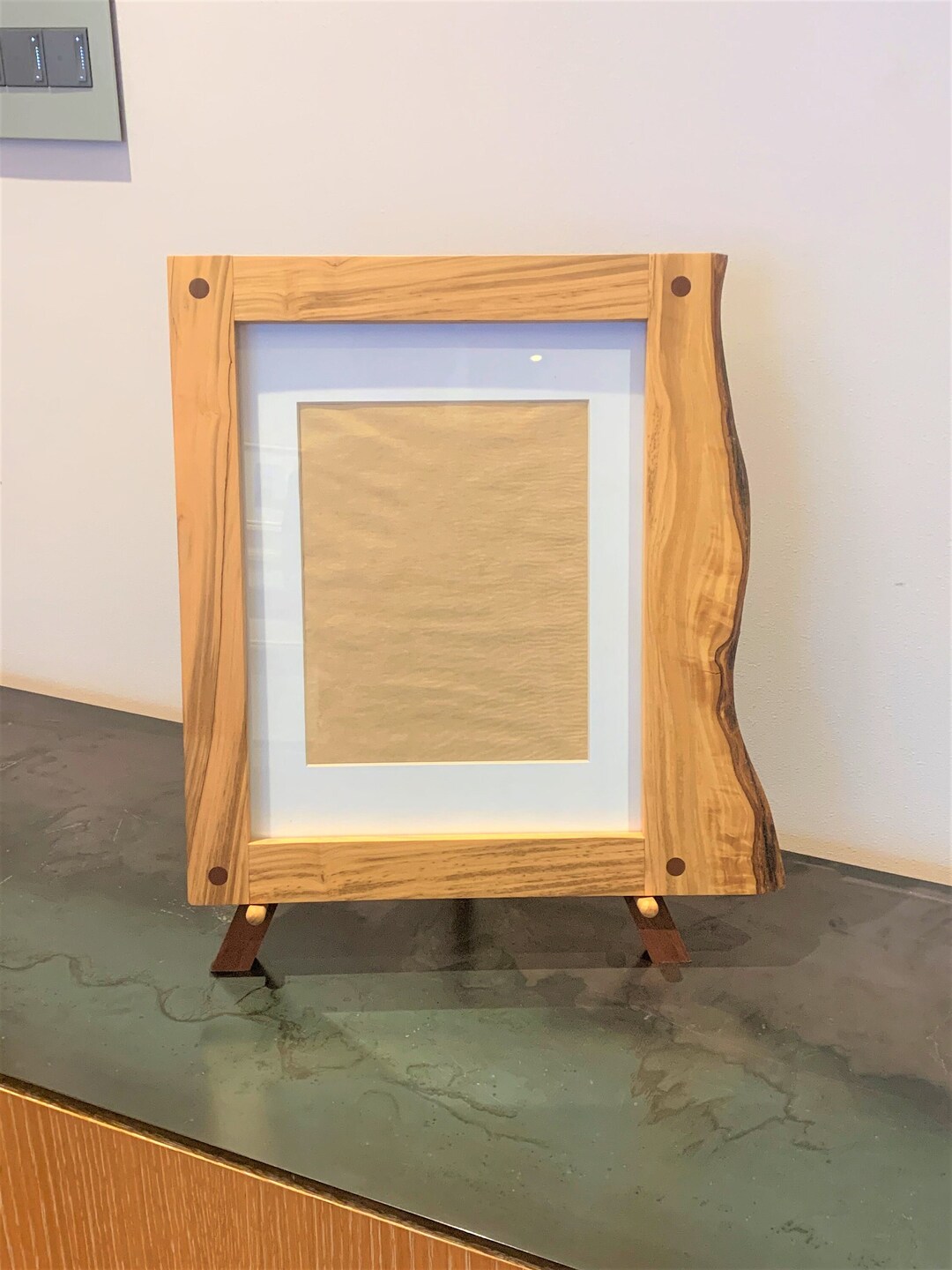 Olive / Mahogany Live Edge Photo Frame With Stand Etsy