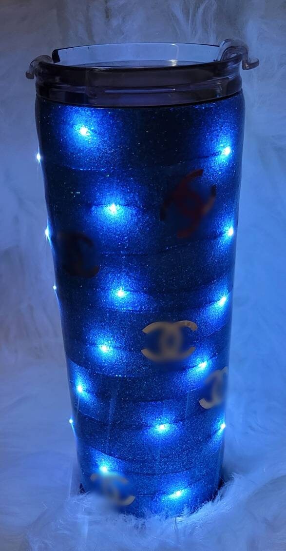 Glitter Light up Tumbler/strawbler With Screw on Lid and Etsy