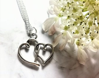 Heart necklace, Charm necklace, Gift for her, Lovers necklace