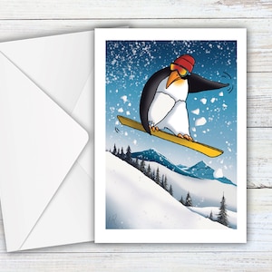 Snowboarding Birthday Card, Snowboarder Art Card, 'Powder Perfection', Snow rider, Greeting Card for Snowboarder, Ski and Snow, Winter Sport