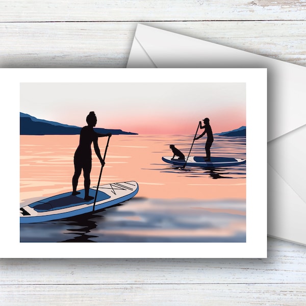 Paddle Board Greetings Card, Stand Up Paddleboarding, 'Summer SUP', Card for Paddleboarder, Watersport Card, Paddleboard Themed Card