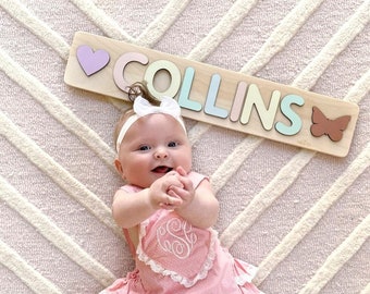 New Baby Girl Gift Wooden Name Puzzle Personalized Gift for Girl Toddler Toys New Baby Gift Nursery Decor Custom Name Puzzle Easter  Gifts