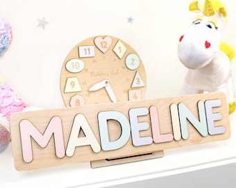 Wooden name puzzle Wooden Signs Personalized gift First Easter  Stocking Stuffer First birthday gift Name Puzzle for toddler Madeline