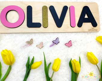 Wooden Name Puzzle | Gift for Kids | Name Puzzles for Toddlers | Montessori Baby Toys | First Birthday Gift | Baby Shower Gift