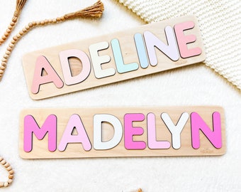 Wooden Name Puzzle Name Puzzles for Toddlers Montessori First Birthday Gift Baby Shower Gift Custom Name Puzzle Stocking Stuffers