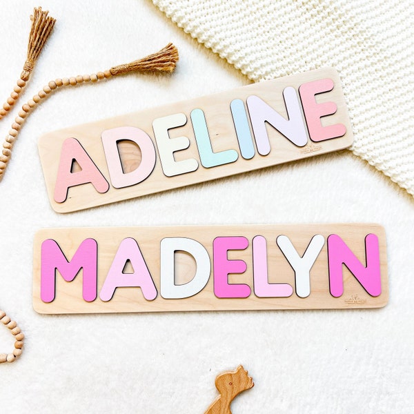 Wooden Name Puzzle Name Puzzles for Toddlers Montessori First Birthday Gift Baby Shower Gift Custom Name Puzzle Stocking Stuffers