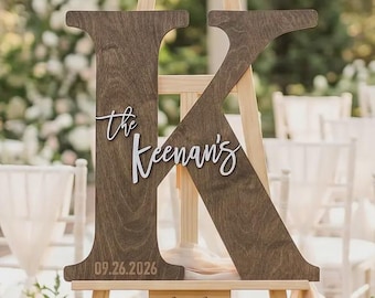 Personalized Wedding Guest Book Wooden Letter Sign Custom Surname Reception Decor