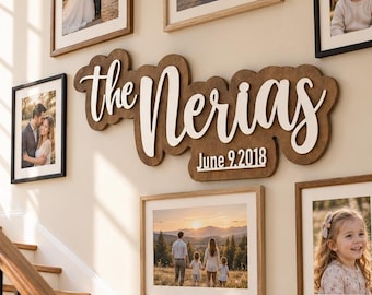 Family Name Sign Personalized Layered Wood Last Name Sign Established Date Custom Surname Home Decor