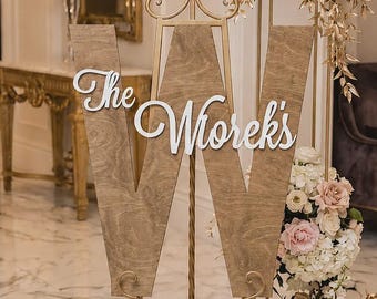 Wedding Guestbook Sign Wooden Letter Guest Book Alternative Custom Surname Decor