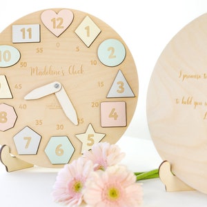 Personalized Wooden Name Clock with Shape Eastern Gift Puzzle Toys for Toddler Gift 1st Birthday Christmas Montessori Toy Baby Gift Boy Girl image 6