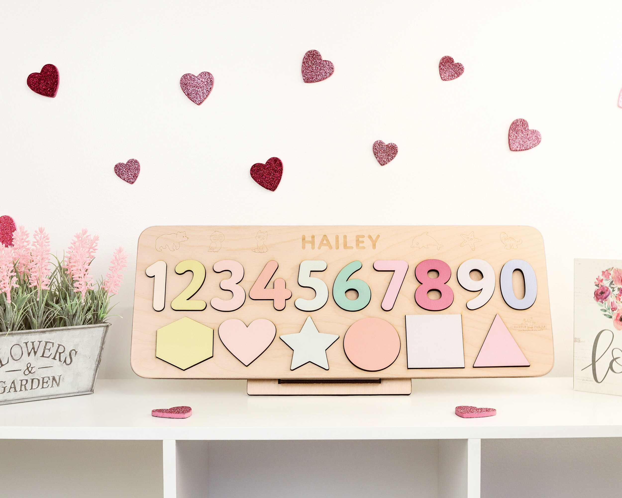 Wooden Name Puzzle With Shapes and Numbers Busy Puzzle Etsy