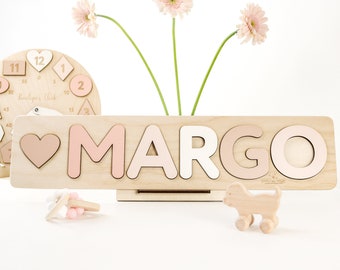 Name Puzzle, Personalized Gift for Baby, Natural Wooden Puzzle, Baby Toddler Birthday Gift, Easter Gift for Baby, Educational activities