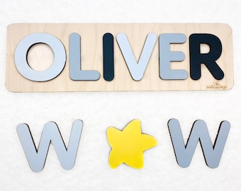 Personalized Name Puzzle First Easter  Toys Ships in 1-2 Business Days Wooden Name Puzzle Custom Name Puzzle Personalized Toy - Oliver