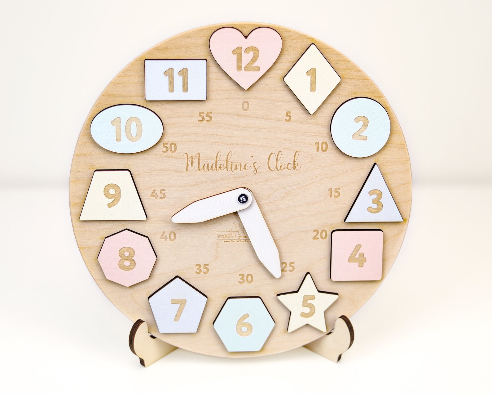 Personalized Wooden Name Clock with Shapes Easter Gift Etsy