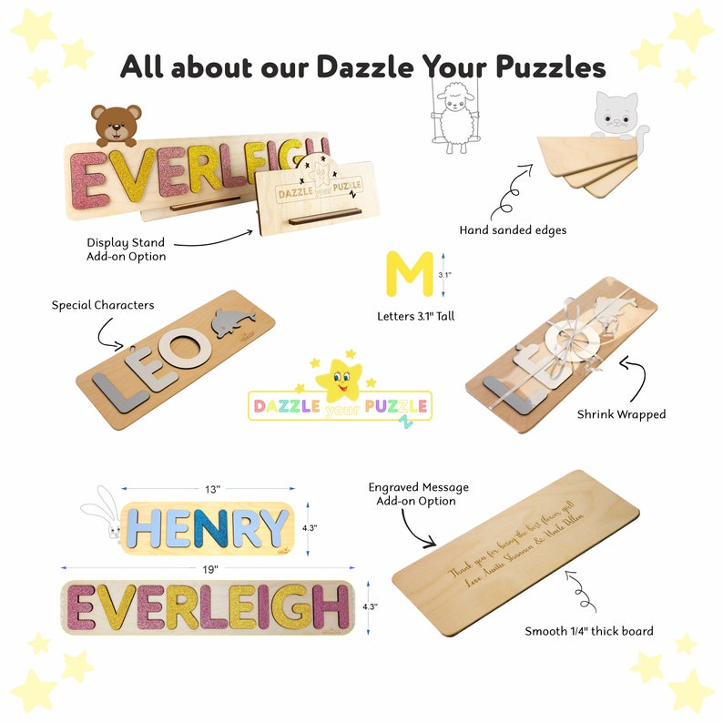 Wooden Name Puzzle Toys for Toddlers Montessori Baby Toy Ring Bearer and Flower Girl Proposal First Birthday Easter Gift puzzle prénom image 2