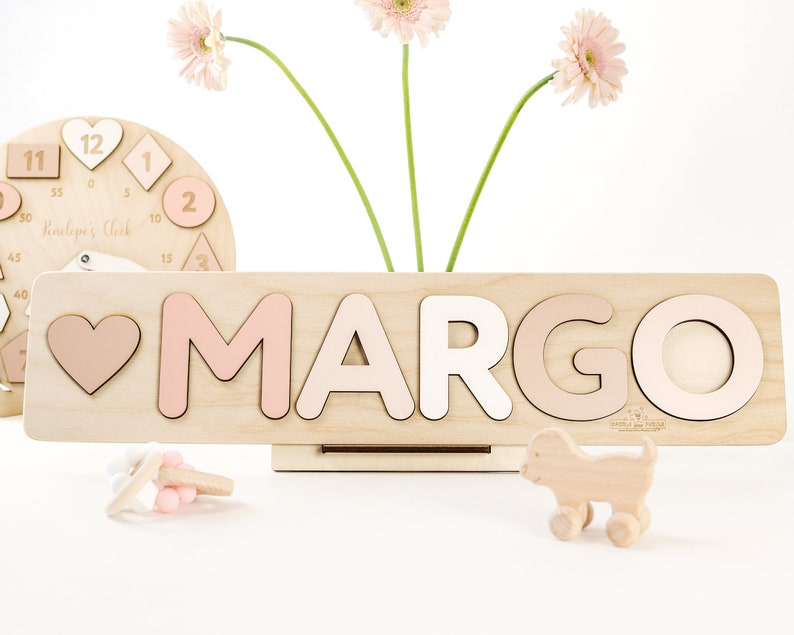 Personalized Baby Name Puzzle, Nursery Room Decor, Wooden Kid Name Jigsaw Puzzle, Baby shower and First Birthday Gift Custom Wood Name Sign image 9