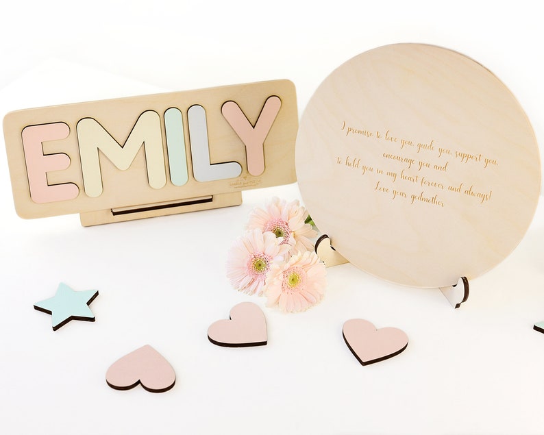 Personalized Wooden Name Clock with Shapes, Easter Gift, Puzzle Toys for Toddler, Gift 1st Birthday, Montessori Toy, Baby Gift Boy Girl US image 5