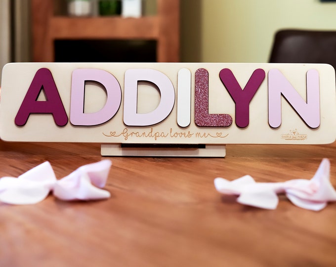 Wooden Name Puzzle, Easter Gift for Kids, Basket Stuffer, Name Puzzles for Toddlers, Montessori, First Birthday Gift, Baby Shower Gift US