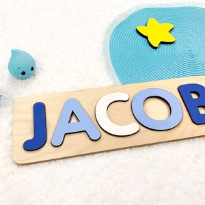 Personalized Baby Name Puzzle, Nusery Room Decor, Wooden Kid Name Jigsaw Puzzzle, Baby shower and First Birthday Gift Custom Wood Name Sign