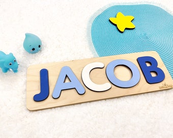 Personalized Baby Name Puzzle, Nusery Room Decor, Wooden Kid Name Jigsaw Puzzzle, Baby shower and First Birthday Gift Custom Wood Name Sign