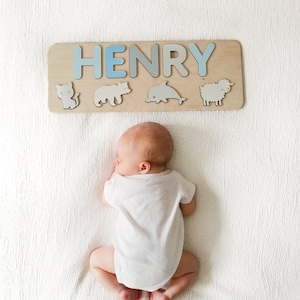 Name Puzzle 1st Easter Gift Personalized Baby Gift First Birthday Baby Boy Gift for Toddlers Custom Wooden Puzzle Baby Girl Gift immagine 4