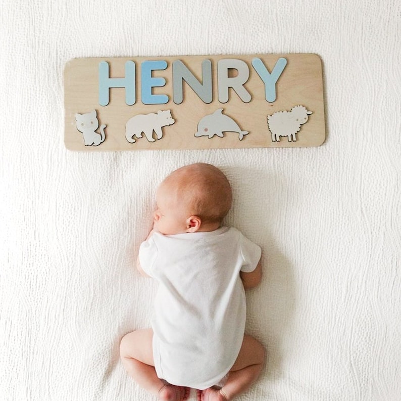 Name Puzzle 1st Easter Gift Personalized Baby Gift First Birthday Baby Boy Gift for Toddlers Custom Wooden Puzzle Baby Girl Gift immagine 4