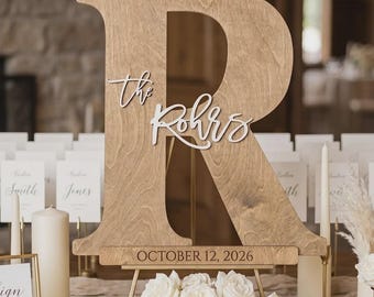 Wedding Welcome Sign 3D Wood Ceremony Backdrop Couple Name Reception Decor Rustic Laser Cut