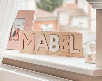 Wooden Name Puzzle 1 year old girl gift Child Safe Toy Newborn Gift, Flower Girl Proposal Puzzle,  Nursery decor Toddler Gift 1st Christmas