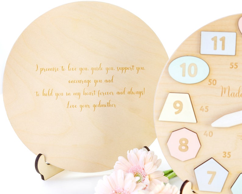 Personalized Wooden Name Clock with Shape Eastern Gift Puzzle Toys for Toddler Gift 1st Birthday Christmas Montessori Toy Baby Gift Boy Girl image 2