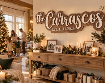Family Name Sign Personalized Layered Wood Last Name Sign Established Date Christmas Family Home Gift