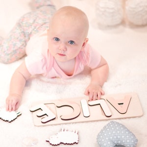 Personalized Baby Name Puzzle, Nursery Room Decor, Wooden Kid Name Jigsaw Puzzle, Baby shower and First Birthday Gift Custom Wood Name Sign image 8